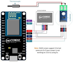 Wiring Thermocouple MAX6675 on ESP8266 12E NodeMCU | 14core.com