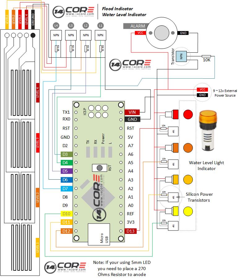 Wiring Water Level  Rainfall  Leakage  Flood Meter Sensor