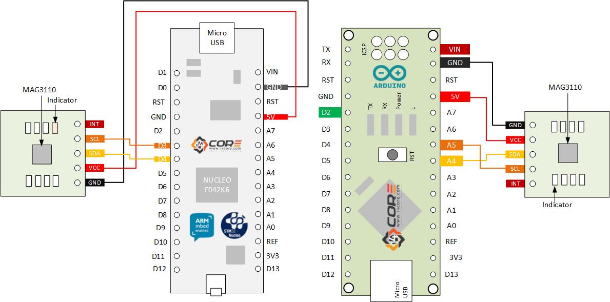 Wiring Xtrinsic MAG3110 3-AXIS Digital Magnetometer on Microcontroller