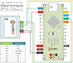 Wiring the 128x64 1.3 inch OLED Display on 4 Wire, 3 Wire, i2C