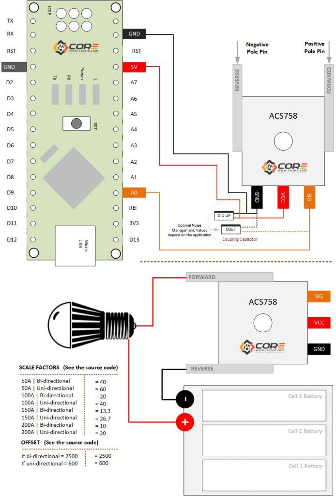 Acs758 схема включения