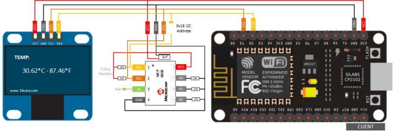 Point to Point / Server & Client Setup on ESP8266 & MCP9808 Temp Sensor ...